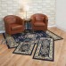 Capri 3 Piece Rug Set - Royal Crown - Navy 3 Piece Capri Area Rug Set Contains, 5'x7' Area Rug with Matching 22"x59" Runner and 22"x31" Mat   553016642